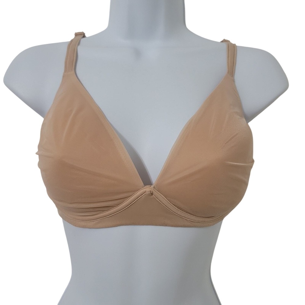 Victoria's Secret No Wire Bra Size 34D Beige Nude Neutral Adjustable Intimates